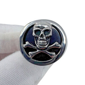 Stainless Steel Skull & Crossbones Ring Size 11 Heavy Biker Style 11.41g Used